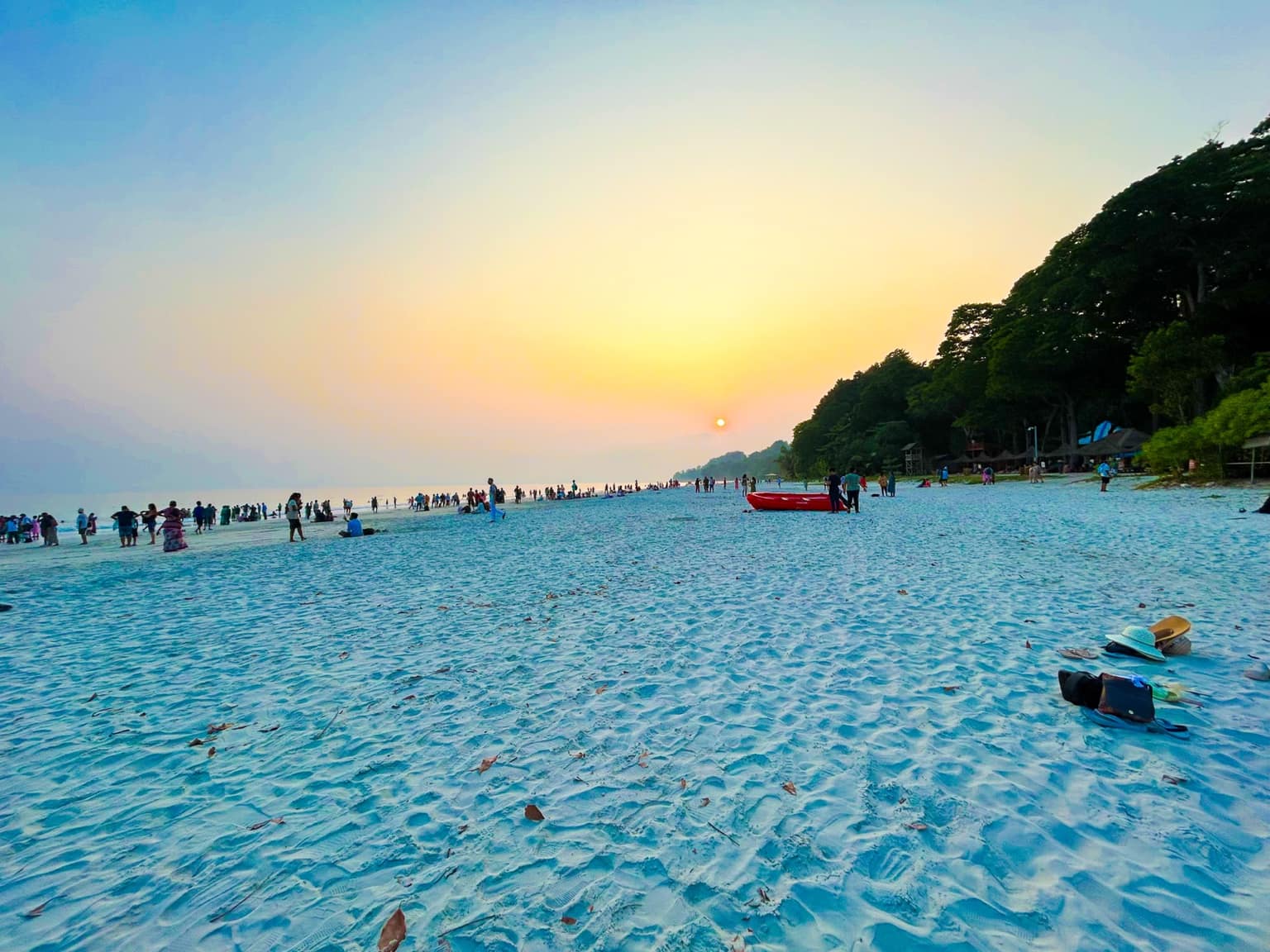 Golden hour at Radhanagar Beach, Havelock — the beach most Chennai packages are built around